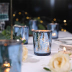 Blue Votive Candle Holders Set of 36 -Mercury Glass Candle Holders for Wedding & Baby Shower Decor - Ideal for, alternate
