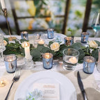 Blue Votive Candle Holders Set of 36 -Mercury Glass Candle Holders for Wedding & Baby Shower Decor - Ideal for, alternate