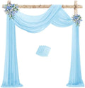Blue Wedding Arch Draping Fabric 29in x 18Ft 4 Panels Sheer Chiffon Curtain Drapes Extra Long for Outdoor