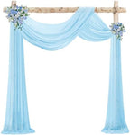 Blue Wedding Arch Draping Fabric Chiffon Fabric, 29in x 18Ft 2 Panels Sheer Chiffon Outdoor Curtain for Wedding