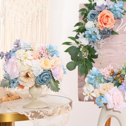 Blue&White Artificial Flowers Combo Box Set for Wedding Bouquets Home Decor in Blue&white, alternate view 2