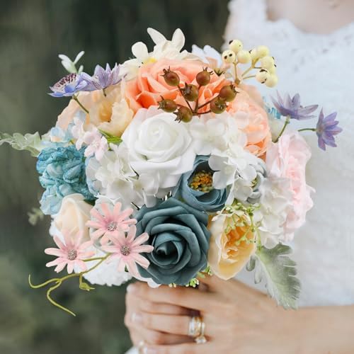 Blue&White Artificial Flowers Combo Box Set for Wedding Bouquets Home Decor in Blue&white, alternate view 3