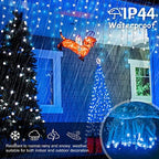 Blue White Christmas Icicle Lights, 300 LED 33FT Curtain Lights, alternate view 4