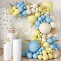Blue Yellow White Balloon Garland Arch Kit, 155Pcs Latex Balloons Different Size 18 12 10 5 inch for Birthday