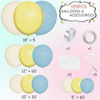 Blue Yellow White Balloon Garland Arch Kit, 155Pcs Latex Balloons Different Size 18 12 10 5 inch for Birthday, alternate view