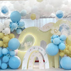 Blue Yellow White Balloon Garland Arch Kit, 155Pcs Latex Balloons Different Size 18 12 10 5 inch for Birthday, alternate view