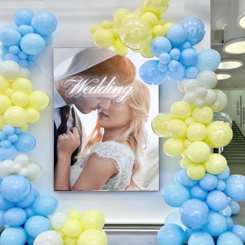 Blue Yellow White Balloon Garland Arch Kit, 155Pcs Latex Balloons Different Size 18 12 10 5 inch for Birthday, alternate view