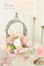 Blush Peach Pink Artificial Flowers Cream Fake Roses Peonies and Greenery Combo Box Set for DIY Wedding Bouquets, alternate