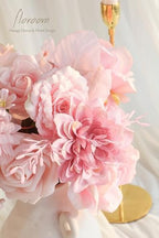 Blush Pink Artificial Flowers Fake Roses Peonies Dahlias and Greenery Combo Box Set for DIY Wedding Bouquets, alternate view