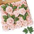 Blush Pink Rose 50pcs Real Looking Artificial Flowers w/Stem in Blush Pink