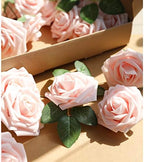 Blush Pink Rose 50pcs Real Looking Artificial Flowers w/Stem in Blush Pink, alternate view 5