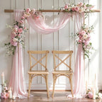 Blush Pink Wedding Arch Draping Fabric 28" x19FT Sheer Curtain Drapes in 28" width x 19Ft length(2 Panels) in, alternate view