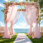 Blush Pink Wedding Arch Draping Fabric 28" x19FT Sheer Curtain Drapes in 28" width x 19Ft length(2 Panels) in, alternate view