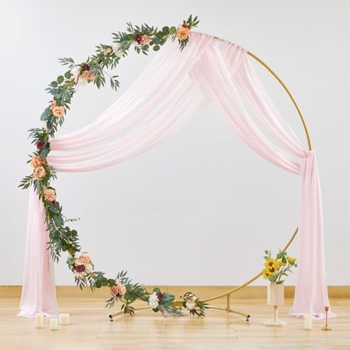 Blush Pink Wedding Arch Draping Fabric 28" x19FT Sheer Curtain Drapes in 28" width x 19Ft length(2 Panels) in, alternate view