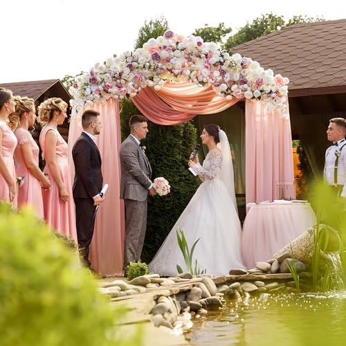 Blush Wedding Arch Draping Fabric Backdrop Drapes Sheer 4 Panels, alternate view 5