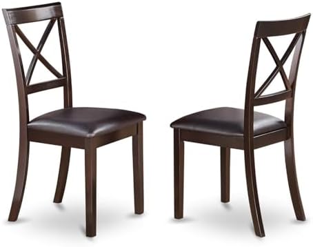 BOC-CAP-LC Boston Dining Chairs - Faux Leather Upholstered Solid Wood Chairs, Set of 2, Cappuccino in Boc-cap-lc