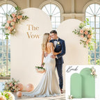 Boho Arch Backdrop Cover Set of 2 - 7.2FT & 6FT Wedding Arch Covers - Double-Color Sage Green & Beige - Spandex, alternate