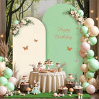 Boho Arch Backdrop Cover Set of 2 - 7.2FT & 6FT Wedding Arch Covers - Double-Color Sage Green & Beige - Spandex, alternate