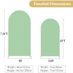 Boho Arch Backdrop Cover Set of 2 - 7.2FT & 6FT Wedding Arch Covers - Double-Color Sage Green & Beige - Spandex, alternate