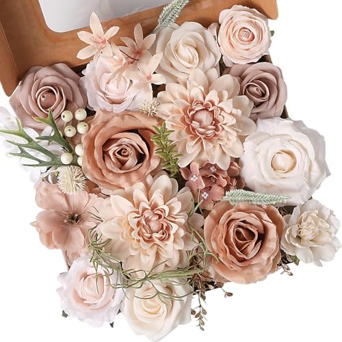 Boho Nude Artificial Flowers Combo Box Set for Wedding Bouquets Home Decor in Boho Nude