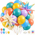 Boho Rainbow Balloons, Pastel Colorful Balloons with Star Foil Balloon