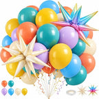 Boho Rainbow Balloons, Pastel Colorful Balloons with Star Foil Balloon