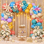 Boho Rainbow Balloons, Pastel Colorful Balloons with Star Foil Balloon, alternate view 2
