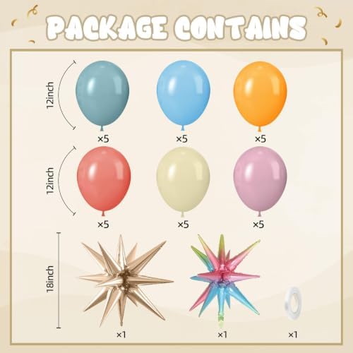 Boho Rainbow Balloons, Pastel Colorful Balloons with Star Foil Balloon, alternate view 3