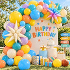 Boho Rainbow Balloons, Pastel Colorful Balloons with Star Foil Balloon, alternate view 7