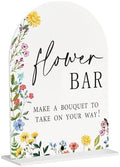 Boho Wedding Flower Bar Sign - Arched Acrylic Table Sign with Base, 5"x7", Modern Calligraphy for Bridal Shower