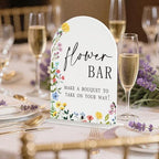 Boho Wedding Flower Bar Sign - Arched Acrylic Table Sign with Base, 5"x7", Modern Calligraphy for Bridal Shower, alternate