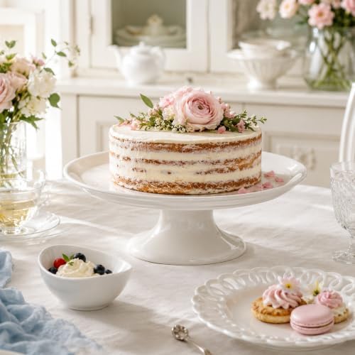 Bone China Cake Stand Chic, 12 inch Ceramic Round Cake Stand for Cupcake, Cake Plate Pedestal for Dessert Table, alternate