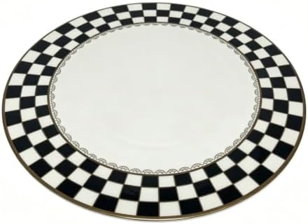Bone China Checkerboard Cake Stand, 11.5-inch Dessert Pedestal in White, alternate view 6