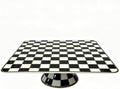 Bone China Checkerboard Square Cake Stand, 11.5-inch Cupcake Display in White
