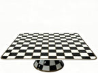 Bone China Checkerboard Square Cake Stand, 11.5-inch Cupcake Display in White