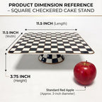 Bone China Checkerboard Square Cake Stand, 11.5-inch Cupcake Display in White, alternate view 3
