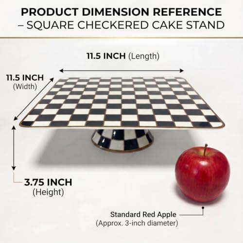 Bone China Checkerboard Square Cake Stand, 11.5-inch Cupcake Display in White, alternate view 3