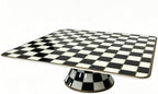 Bone China Checkerboard Square Cake Stand, 11.5-inch Cupcake Display in White, alternate view 7