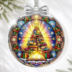 Book Christmas Tree Ornament Crystal Glass 3 * 3.3 in for Xmas Tree Décor