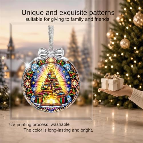 Book Christmas Tree Ornament Crystal Glass 3 * 3.3 in for Xmas Tree Décor, alternate view 5