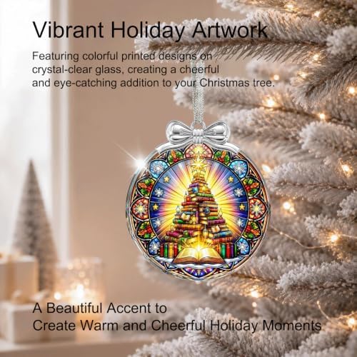 Book Christmas Tree Ornament Crystal Glass 3 * 3.3 in for Xmas Tree Décor, alternate view 6