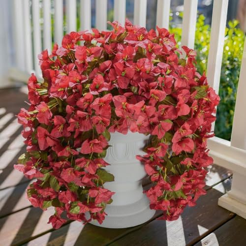 Bougainvillea Artificial Flowers for Outdoors Fake Plants Fall Autumn Decor, 2 pcs Faux Long Trailing Vines UV, alternate
