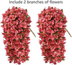 Bougainvillea Artificial Flowers for Outdoors Fake Plants Fall Autumn Decor, 2 pcs Faux Long Trailing Vines UV, alternate