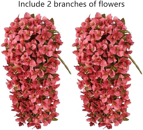 Bougainvillea Artificial Flowers for Outdoors Fake Plants Fall Autumn Decor, 2 pcs Faux Long Trailing Vines UV, alternate