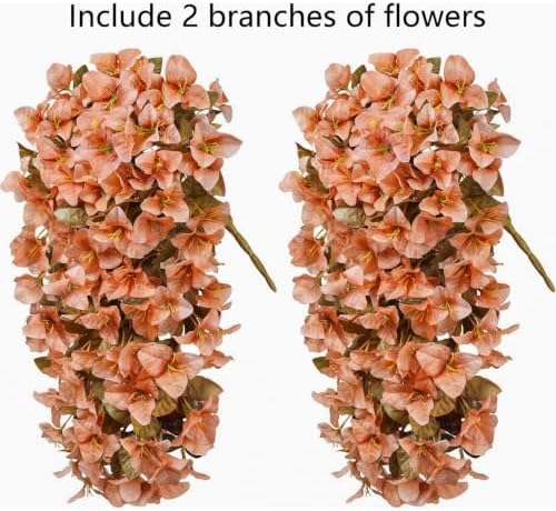 Bougainvillea Artificial Flowers Plants for Outdoors Outside Fall Autumn Decoration, 2 pcs Faux Silk Long, alternate view 5