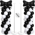 Bow Balloon Column Stand Set of 2, Black, White in White