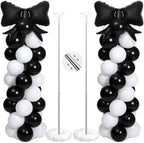 Bow Balloon Column Stand Set of 2, Black, White in White