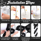 Bow Balloon Column Stand Set of 2, Black, White in White, alternate view 4