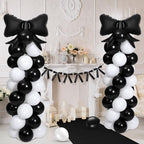 Bow Balloon Column Stand Set of 2, Black, White in White, alternate view 6