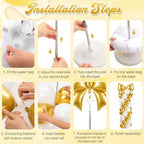 Bow Balloon Column Stand Set of 2, Gold, White in White, alternate view 5